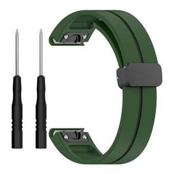 For Garmin Fenix 7X / 6X / 5X silikonreim 26mm, dobbel farge svart spenne magnetisk klokkebånd.