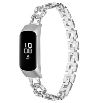 Klokkebånd for Samsung Galaxy Fit-e SM-R375, Bling Rhinestone Decor Klokkebånd Armbåndsrem i legering