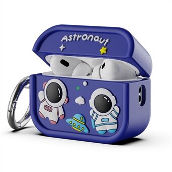 For AirPods Pro 2 Etui Søtt Astronautdesign Silikondeksel for Øretelefoner med Karabinkrok