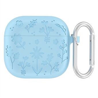 For Apple AirPods 3 Etui med Blomstermønster Flytende Silikon Øretelefon Deksel med Karabinkrok