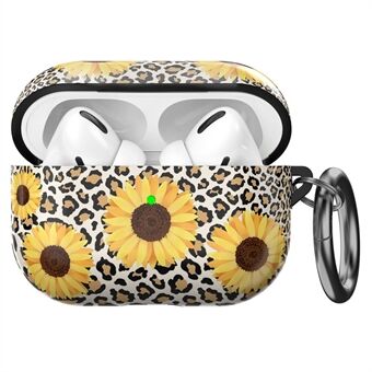 AHASTYLE PT-LC142 for Apple AirPods Pro Sunflower Pattern Earphone Case Bluetooth Earbud TPU-beskyttelsesdeksel med karabinkrok