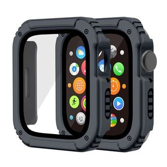 For Apple Watch SE 44mm / Series 6 / 5 / 4 44mm PC + TPU Anti-drop Watch Case med herdet glass skjermbeskytter