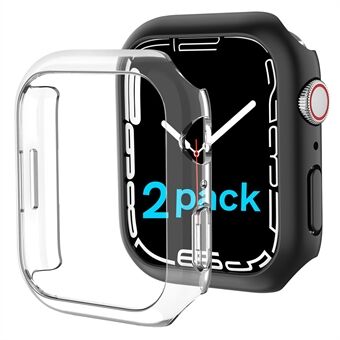 AHASTYLE WG59 2 stk hardt PC-deksel for Apple Watch Series 8/7, halvt deksel gummiert matt dekselramme