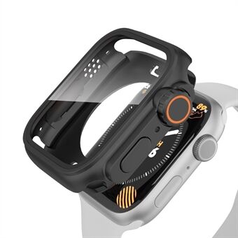 Vanntett etui for Apple Watch Series 6 5 4 SE (2022) SE 44 mm, hardt PC-helt beskyttende deksel med skjermbeskytter i herdet glass