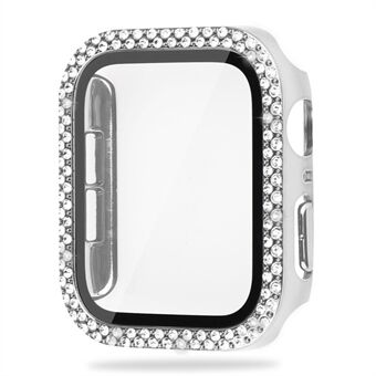 For Apple Watch SE (2022) 40 mm Bling Rhinestone Hard PC-veske med herdet glass skjermbeskytter integrert deksel