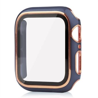 For Apple Watch Series 8 41 mm Dual Color galvaniseringsurkasse Hard PC Scratch overall beskyttelsesdeksel med herdet glass skjermbeskytter