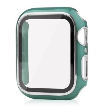 For Apple Watch SE (2022) 40 mm tofarge galvanisering PC-skall All-Around Edge Protective Cover med herdet glass skjermbeskytter