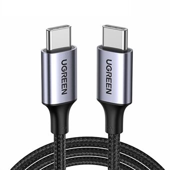 UGREEN 70427 100W 4.0 PD USB C til USB C Hurtigladekabel Nylonflettet Type-C-kabel for Samsung S20 / MacBook / iPad Pro (1m)