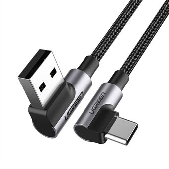 UGREEN 20856 1m 90 grader Type-C til USB 3A hurtigladekabel rettvinklet flettet dataledning