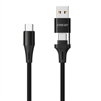 ENKAY 1m PD 100W USB-A / USB-C til Type-C 5A Hurtiglading ledning Telefon Nettbrett Datakabel