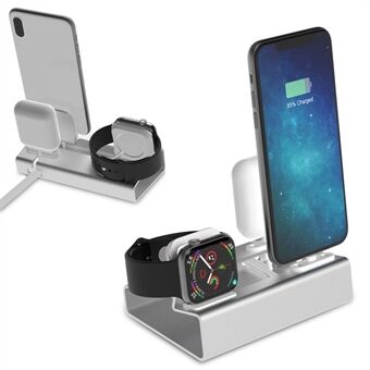 3-i-1 bordsholder i aluminiumslegering Lader Dock Ladestativ for Apple Watch + Stand + telefon