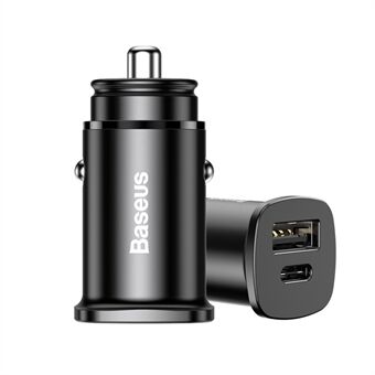 BASEUS PPS BS-C15C Smart Biladapter Type-C PD + USB Hurtiglading Billader - Svart