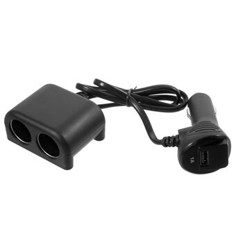 OLESSON Nr. 1641 120W 12V/24V 1 til 2 Stikkontakt for Bilkjønningslys med en USB-port - Svart