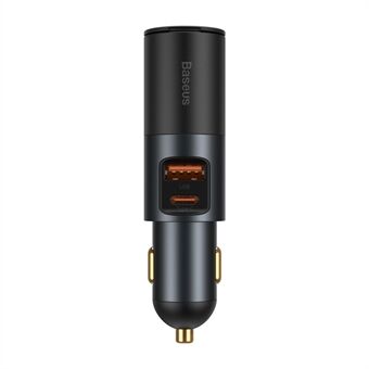 BASEUS Share Together USB+Type C Dobbelt Port 120W Hurtiglader Billader med Sigarettenner for 12-24V Bil