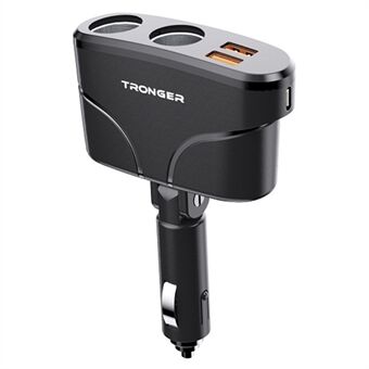 TR-35 PD Rask Lading Billader Type-C + Dobbel USB QC 3.0 Lader med Dobbelt Sigarettenneruttak