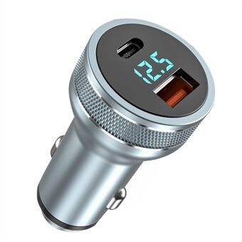 Aluminiumslegering hurtigladeadapter USB 18W + Type-C PD 20W minibillader med digital skjerm