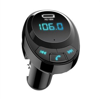 BT09 Bluetooth Multi-function PD 18W + Dual USB Quick Charge Car Charger FM Transmitter