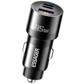 ESSAGER PD 45W Hurtiglading Aluminiumlegering Type-C+Ip+USB-A 3-port Billader Adapter