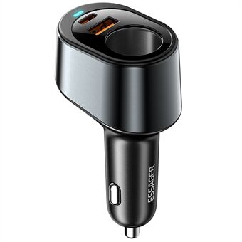 ESSAGER 120W USB+Type-C billaderadapter med sigarettenneruttak