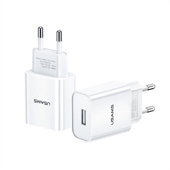 USAMS US-CC075 T18 5V 2.1A Enkelt USB reiselader for Smarttelefoner - EU-støpsel