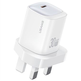 USAMS CC253 PD 30W En-Port GaN Lader USB-C Kompakt Vegg Strømadapter, UK Plugg