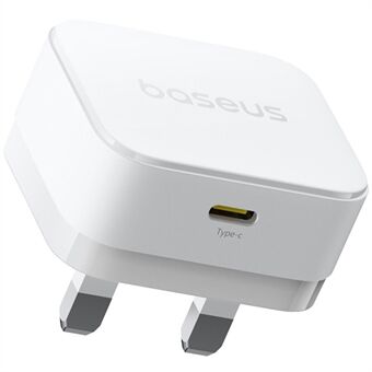 BASEUS Palm USB-C Enkel Port 20W Rask Lader UK Plug Veggladeadapter, Hvit