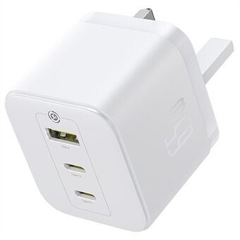 BASEUS Palm Fast Charger Bærbar 2 Type-C+USB-A 65W GaN Strømadapter, UK-stikkontakt