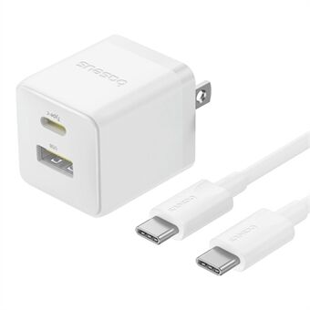 BASEUS Palm USB+Type-C Dual Port 20W Hurtiglader med amerikansk plugg Vegglader Adapter med 60W Type-C Kabel