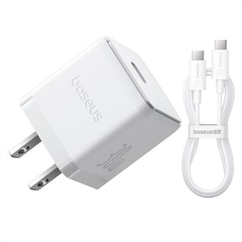 BASEUS Palm Rask Lader 30W Type-C Enkel Port US Plug Vegglader Adapter med 60W Type-C Kabel