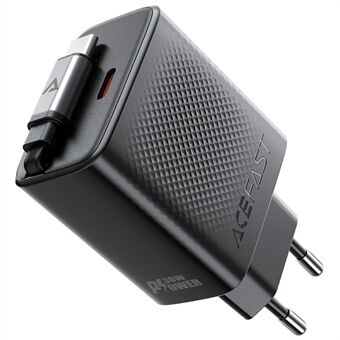 ACEFAST A110 30W GaN-lader Type-C Telefonadapter med uttrekkbar USB-C-kabel, EU-plugg