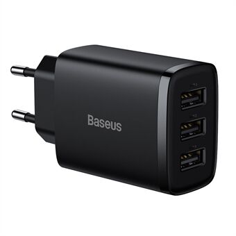 BASEUS Kompakt Lader med 3 USB-porter Vegglader 17W Strømadapter, EU-plugg