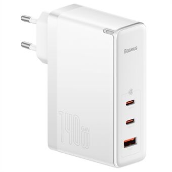 BASEUS GaN5 Pro Hurtiglader 2Type-C+USB 140W EU-plugg Multi-Port Vegglader Adapter Blokk Hurtigladeboks Murstein med 1m Type-C til Type-C 240W Kabel