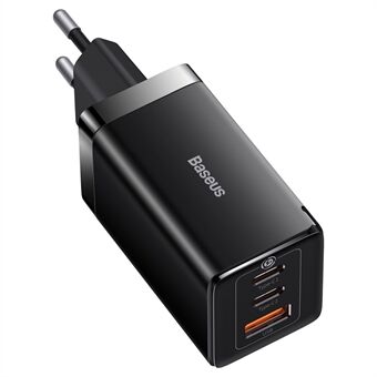 BASEUS GaN5 Pro Vegglader 2 Type-C + 1 USB 65W Hurtiglading Reisende GaN Lader EU-pluggadapter