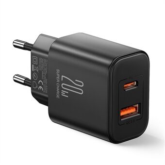 JOYROOM TCF05 PD 20W QC3.0 Hurtigladeradapter Minivegglader USB+Type-C Dual-Port Laderblokk