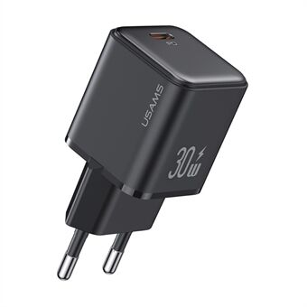 USAMS US-CC186 PD 30W Single Port galvanisert laderadapter Mini bærbar veggladerblokk (EU-plugg)