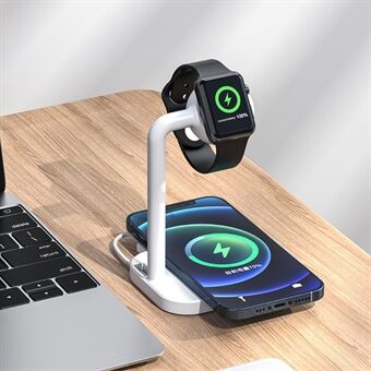 2 i 1 Magnetisk Trådløs Lader Desktop Trådløs Hurtiglader Base Stand Dock Station for Apple Watch/iPhone