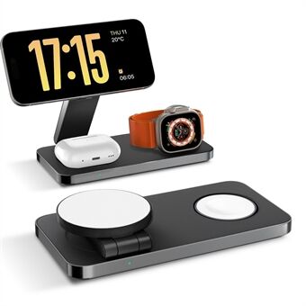 F8 For iPhone / iWatch / AirPods 3-i-1 Ladeholder Sammenleggbar Magnetisk Trådløs Lader