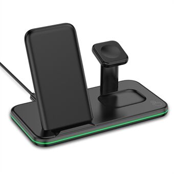 V5-2 3 i 1 for mobiltelefon / klokke / hodesett Trådløs bordlader 15W Max Stand