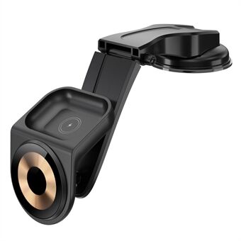 2 i 1 Suge Dashboard Mount 15W Max magnetisk trådløs billader for mobiltelefon / øretelefoner