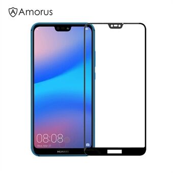 AMORUS for Huawei P20 Lite / Nova 3rd Clear Full Lim Silk Print Komplett deksel Skjermbeskyttelsesfilm i herdet glass