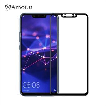 AMORUS for Huawei Mate 20 Lite / Maimang 7 / nova 3i / P Smart Plus (2018) / nova 3 9H Silkeutskrift Full størrelse herdet glass Anti-eksplosjonsskjermbeskyttelsesfilm [Fulllim] - Svart