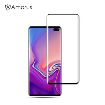 AMORUS for Samsung Galaxy S10 Plus 3D buet full deksel skjermbeskytter i herdet glass (Veskevennlig nedskalert versjon)