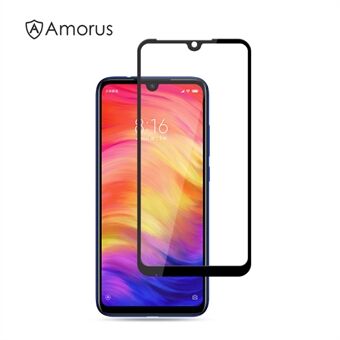 AMORUS full lim silketrykk herdet glass fullskjermbeskytter for Xiaomi Redmi Note 7 / Note 7 Pro (India)