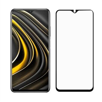 Komplett deksel for Xiaomi Poco M3 Full Glue Black Edges Skjermbeskytter i herdet glass