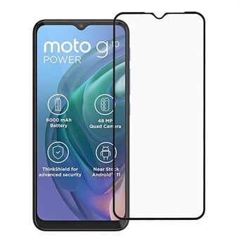 Full dekning silketrykk Skjermbeskytter i herdet glass Film (Full lim) for Motorola Moto G10 Power