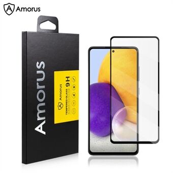 AMORUS Silkeutskrift Full Lim Herdet Glass Høy Transparens Full Skjermdekk Beskyttelsesfilm for Samsung Galaxy A72 4G / 5G - Svart