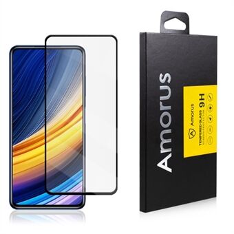 AMORUS komplett dekker hellim antieksplosjonssilketrykk herdet glassfilm fullskjermbeskytter for Xiaomi Poco X3 GT / Note 10 Pro 5G (Kina) - Svart