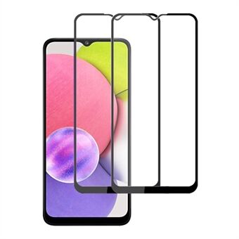 AMORUS 2 stk / sett Høykvalitets Heldekkende HD Full Lim Silke Utskrift Klart herdet glass Skjermbeskytter for Samsung Galaxy A03s (164,2 x 75,9 x 9,1 mm)