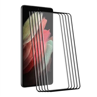 ENKAY 5 stk / sett 0,26 mm Full dekning Full Lim Varmbøyning 9H Hardhet Klar 3D Curved Edge Herdet glassfilm for Samsung Galaxy S21 Ultra 5G (Støtte for opplåsing av fingeravtrykk)