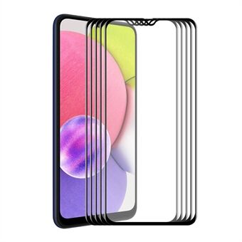 ENKAY 5 stk / sett 6D Full Dekning Full Lim Silke Utskrift Anti- Scratch HD herdet glass skjermbeskytter for Samsung Galaxy A03s (166,5 x 75,98 x 9,14 mm)